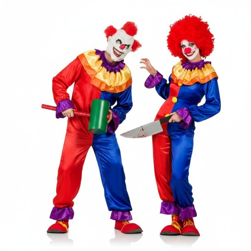 Teuflische Clowns Paarkostüm für Erwachsene