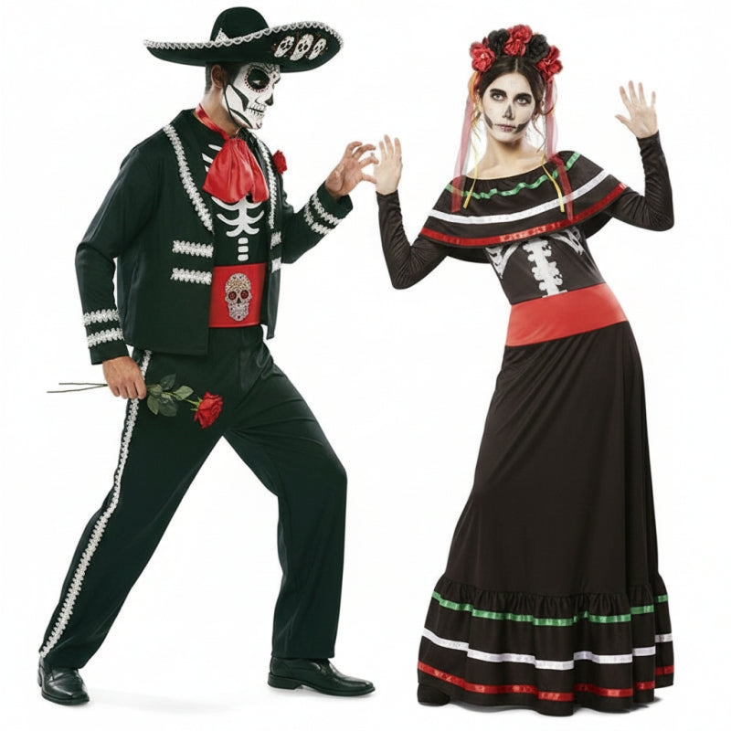 Mexikanische Skelette Catrina Paarkostüm für Erwachsene
