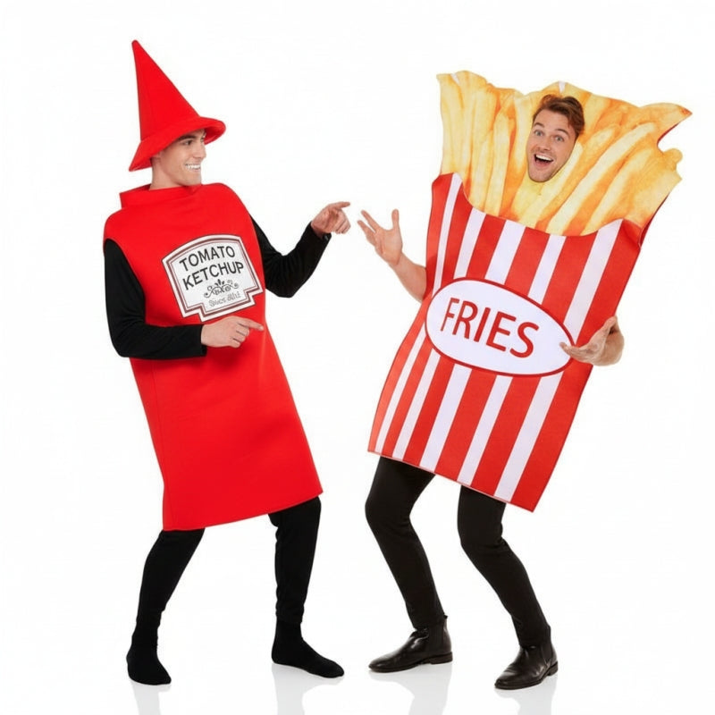 Ketchup und Pommes Frites Paarkostüm für Erwachsene
