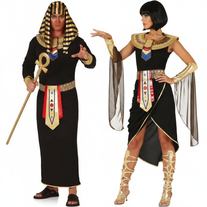 Schwarz-Goldene Ägypter Paarkostüm für Erwachsene