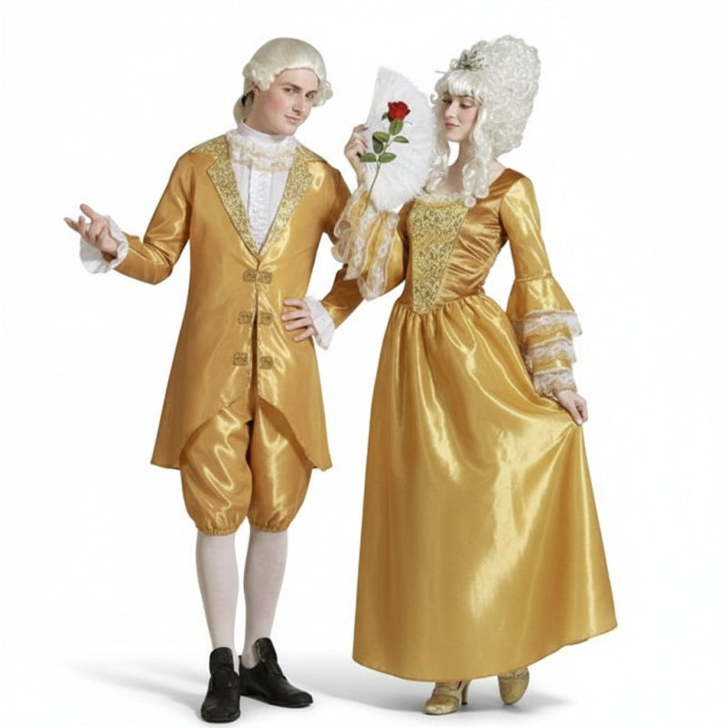 Goldene Höflinge Paarkostüm für Erwachsene