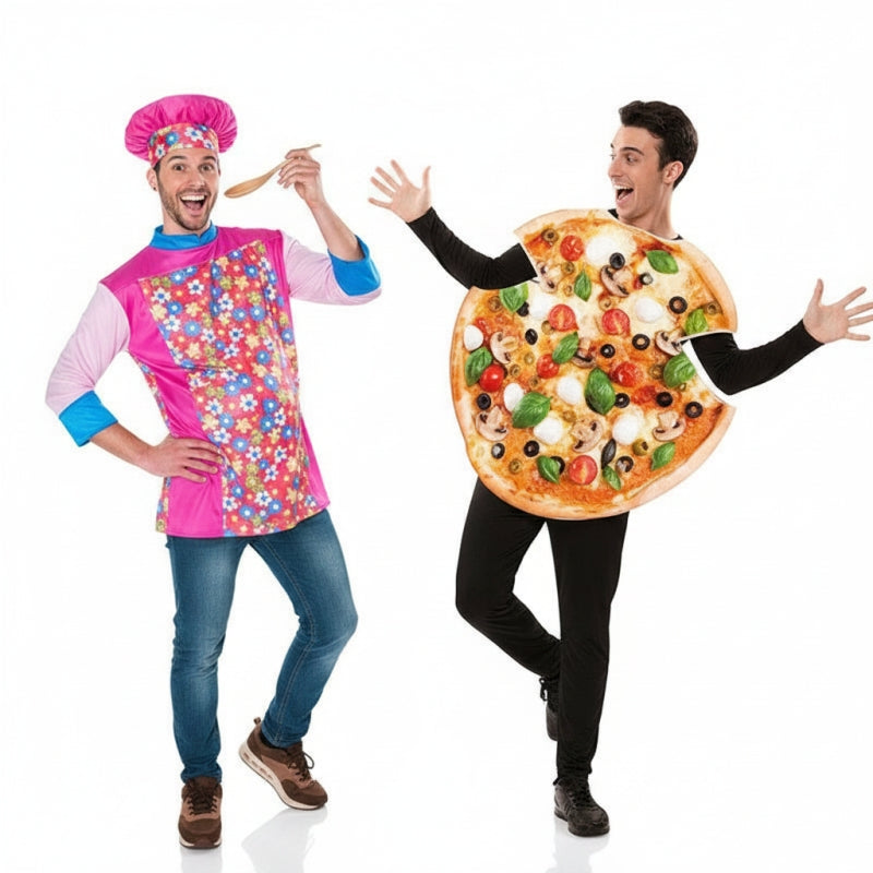 Koch und Pizza Paarkostüm für Erwachsene