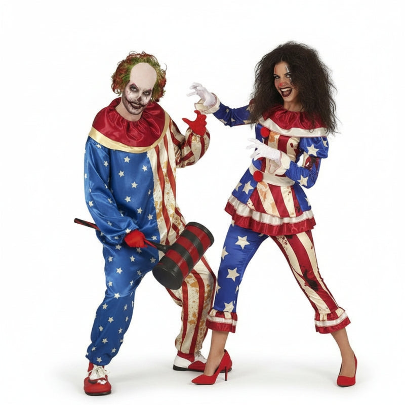 Patrioten Clowns Paarkostüm für Erwachsene