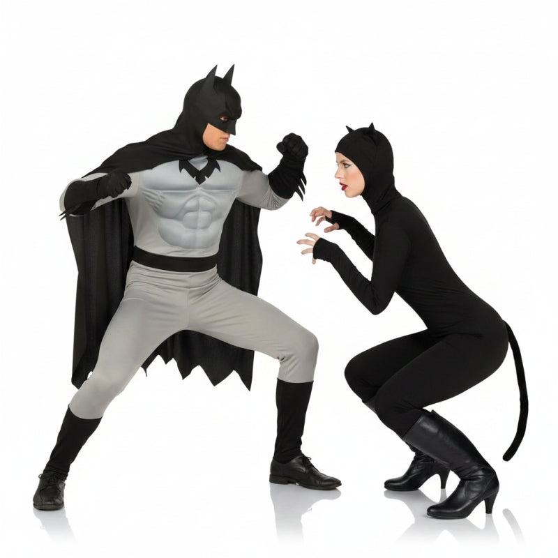Fledermausheld und Catwoman Paarkostüm für Erwachsene
