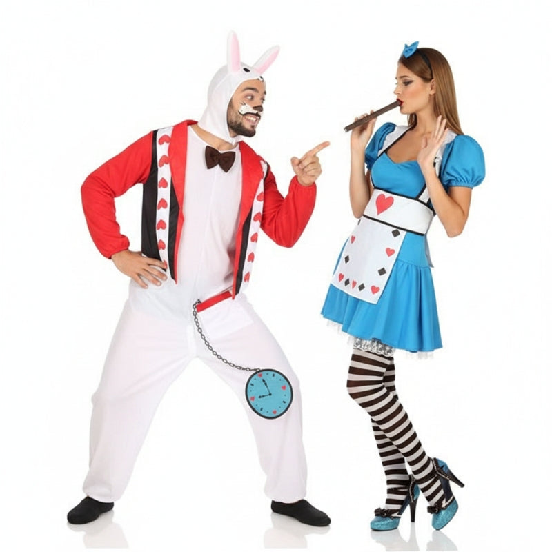 Alice im Wunderland und das weiße Kaninchen Paarkostüm für Erwachsene