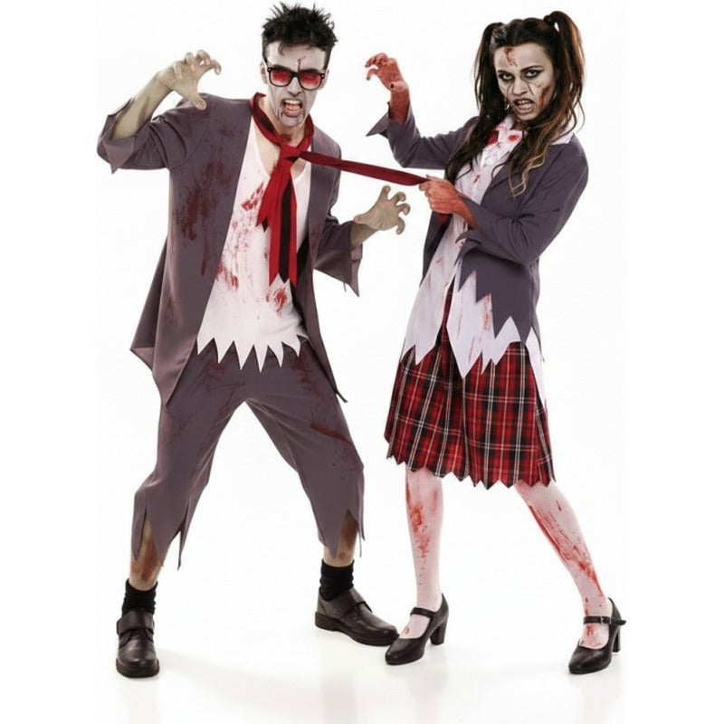 Schuljungen blutige Zombies Paarkostüm für Erwachsene