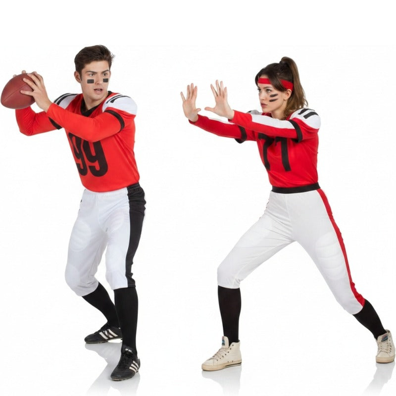 American Football Roten Paarkostüm für Erwachsene