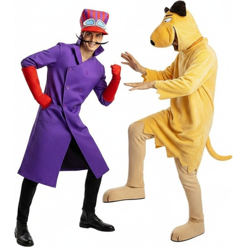 Dick Dastardly und Muttley aus Düstere Rennfahrer Paarkostüm für Erwachsene