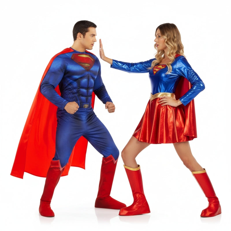 Superman und Sexy Supergirl Paarkostüm für Erwachsene