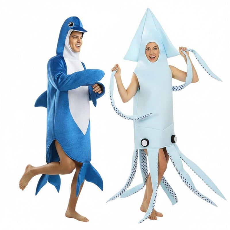 Delfin und Tintenfisch Paarkostüm für Erwachsene