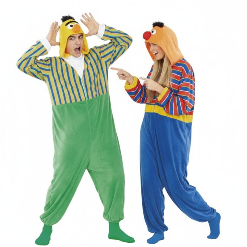 Ernie und Bert Kigurumi Paarkostüm für Erwachsene