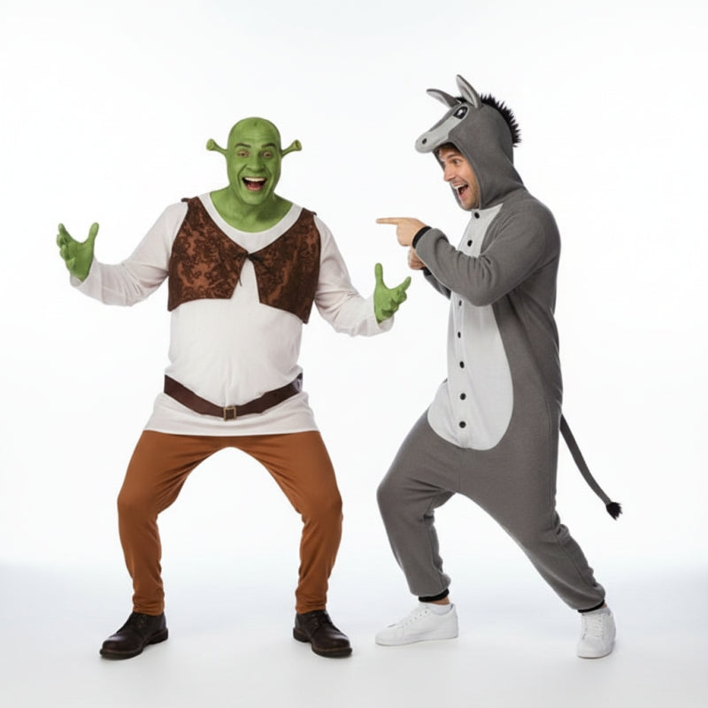 Shrek und Esel Paarkostüm für Erwachsene