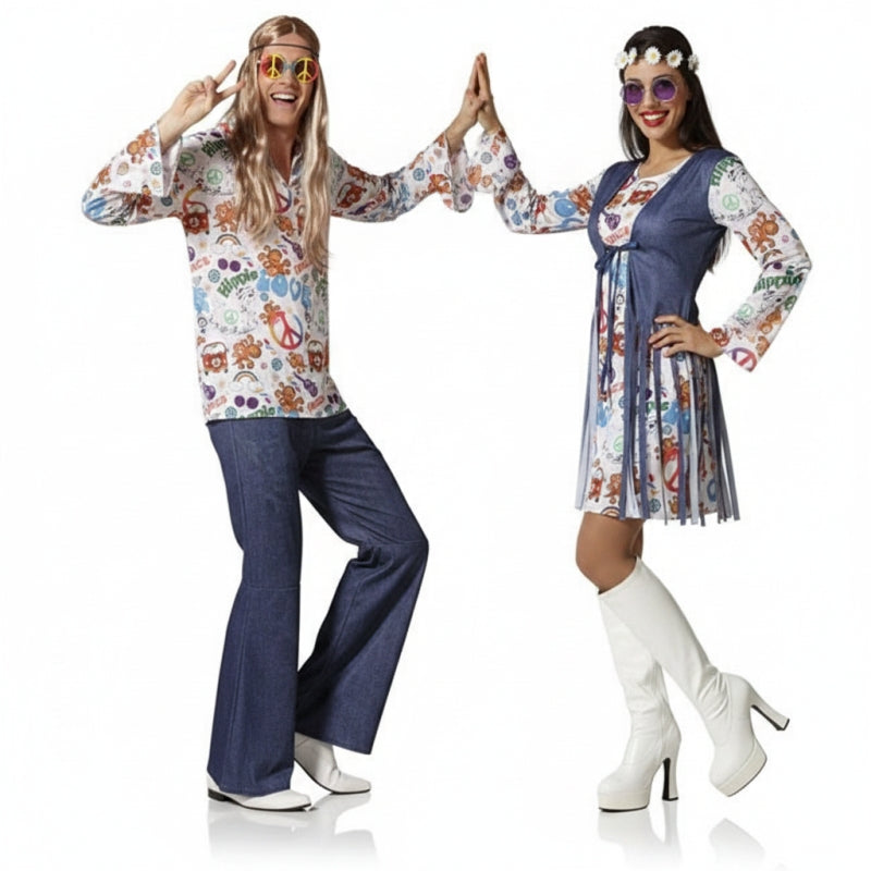Friedens-Hippies Paarkostüm für Erwachsene