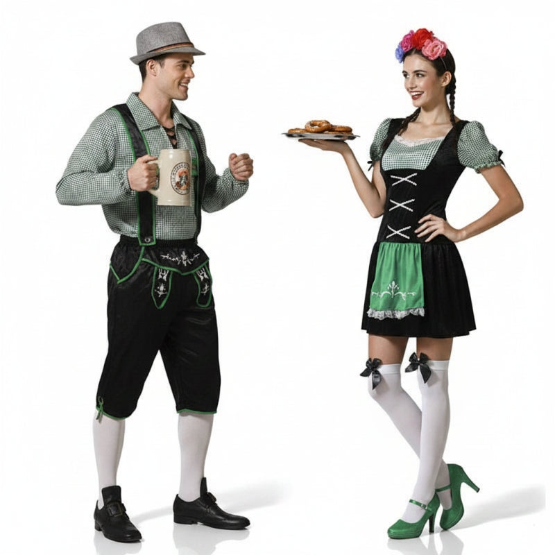 Schwarze Oktoberfest-Tiroler in schwarzer Farbe Paarkostüm für Erwachsene