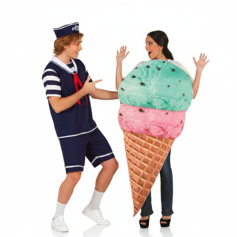 Eiscreme und Eiscreme-Verkäufer Paarkostüm für Erwachsene