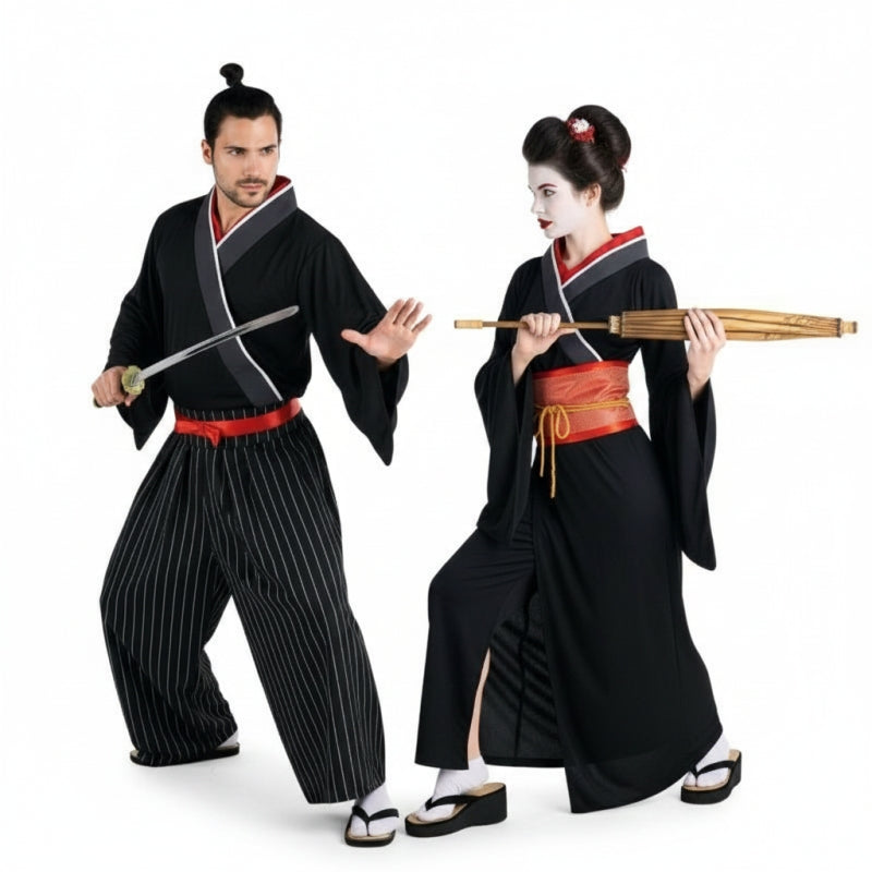 Samurai und Geisha aus dem alten Japan Paarkostüm für Erwachsene