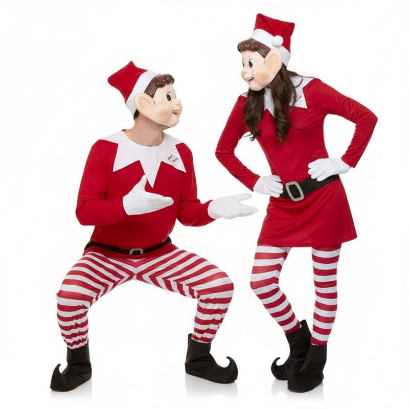 Freche Weihnachtselfen Paarkostüm für Erwachsene