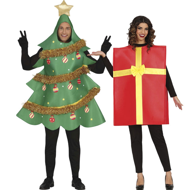 Pareja de Árbol y Regalo Navideño