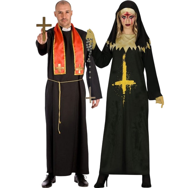 Besessener Pfarrer und Nonne Paarkostüm für Erwachsene