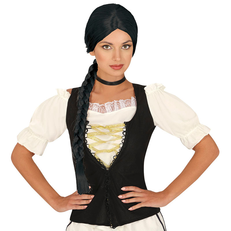 Peluca Medieval Trenza Morena
