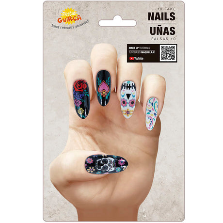 Uñas Catrina Día de los Muertos Packaging