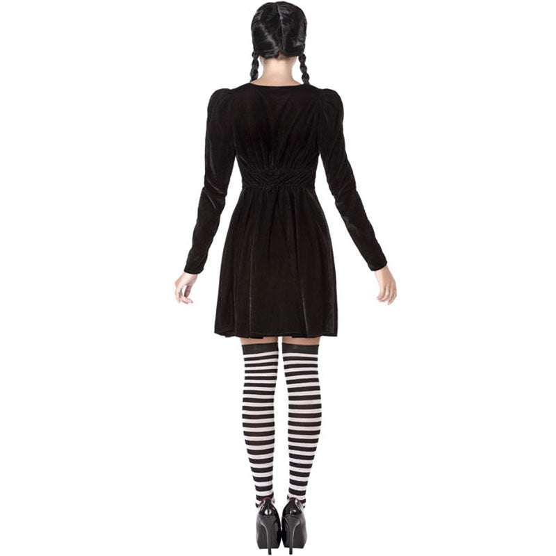 Disfraz de Niña Tétrica negro para mujer Espalda