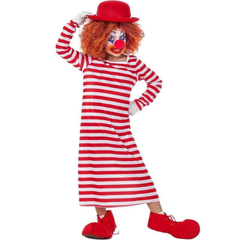 Disfraz de Payaso a rayas Blancas y Rojas para niño