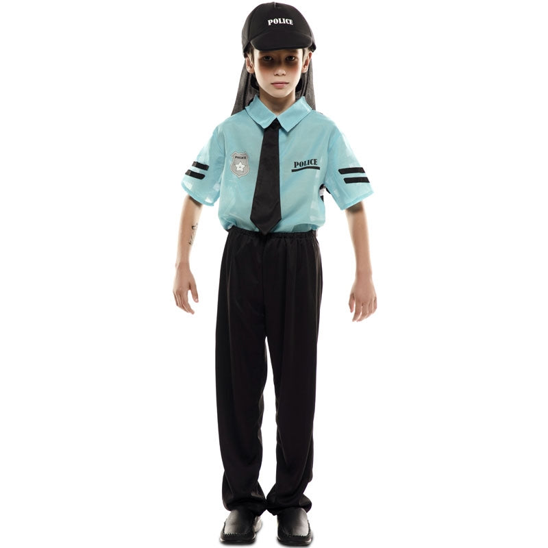 Disfraz doble de Policía y Ladrón para niños delante