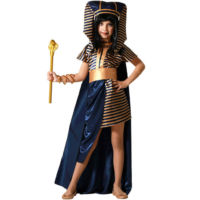 Disfraz para niña de Egipcia azul y dorada
