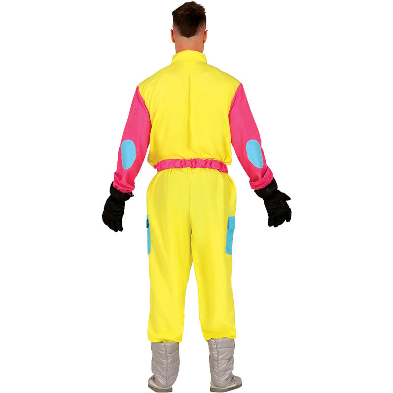 Disfraz de Esquiador retro de color amarillo para hombre Espalda