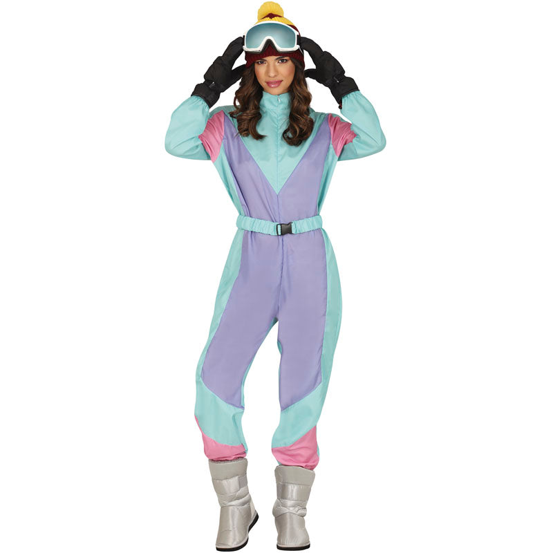 Disfraz de Esquiadora retro de color azul para mujer