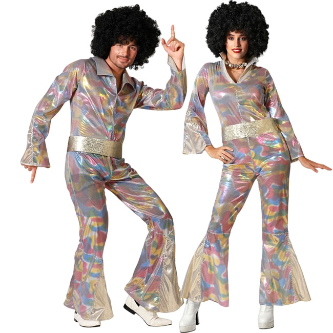 Mehrfarbige Disco Paarkostüm für Erwachsene