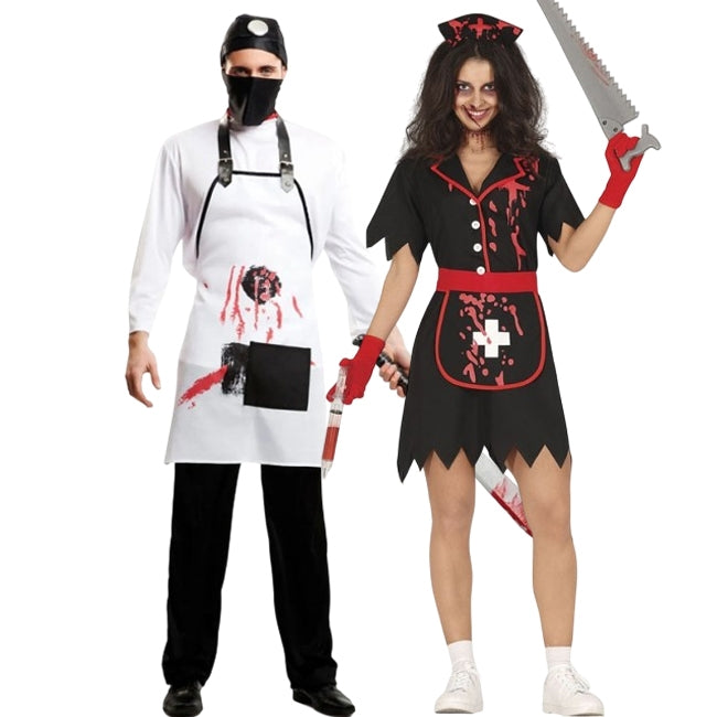 Arzt und Krankenschwester Killer Paarkostüm für Erwachsene