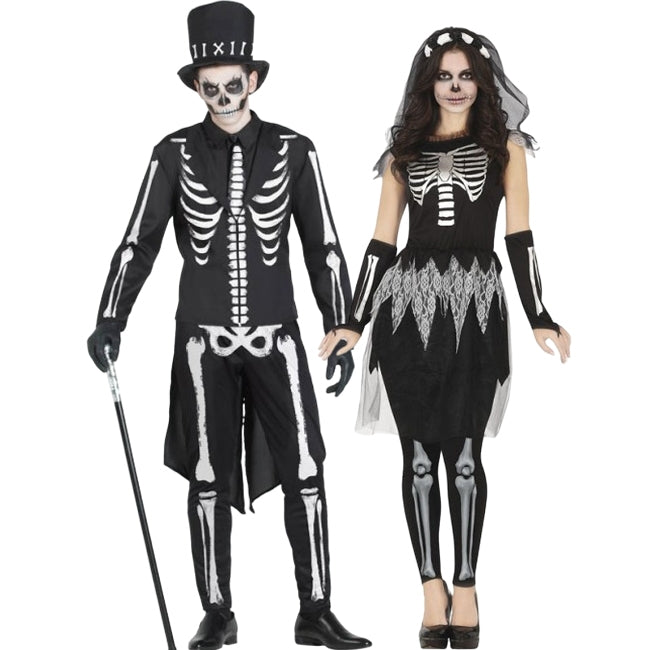 Skelett-Verlobte Paarkostüm für Erwachsene
