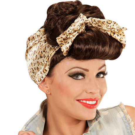 Peluca Pin Up castaña con foulard