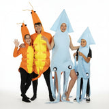 Gruppe von Garnelen und Tintenfischen
