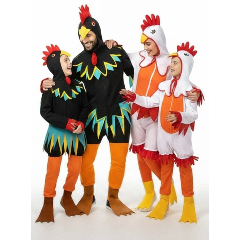 Gruppe von Hähnen und Hennen mit Kamm