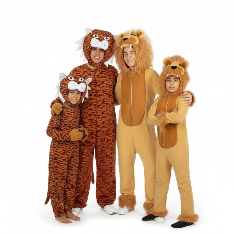 Gruppe von Tigern und wilden Löwen
