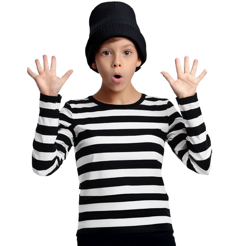 Camiseta de disfraz de Rayas blancas y negras infantil