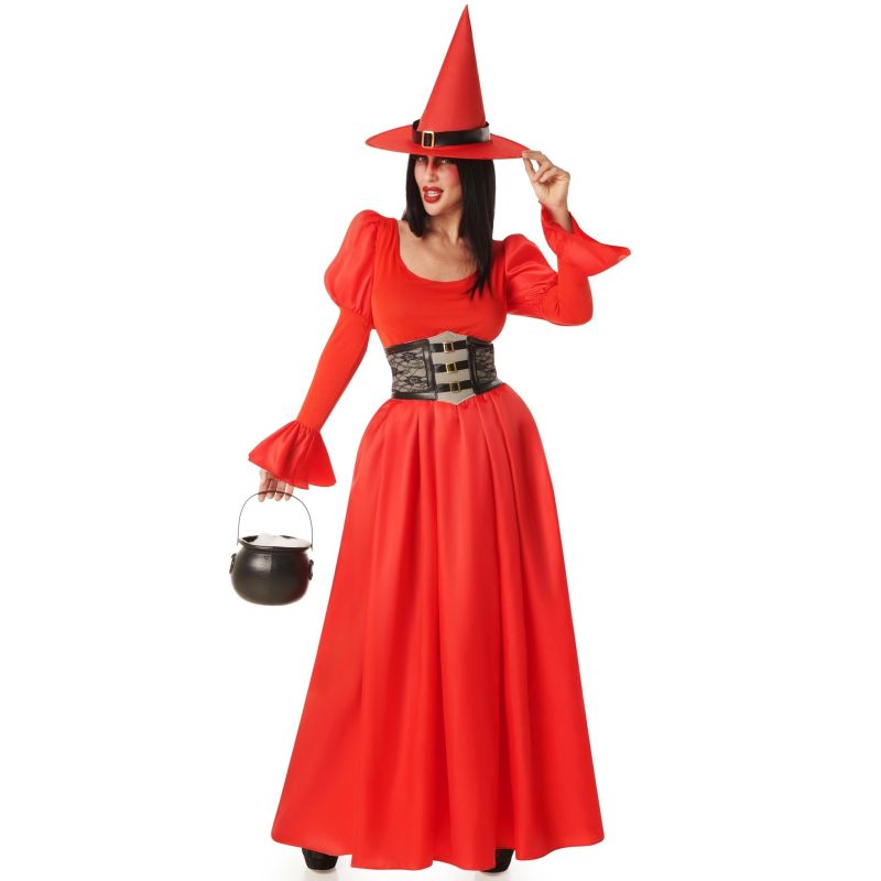 Disfraz de Bruja Hechicera roja para mujer
