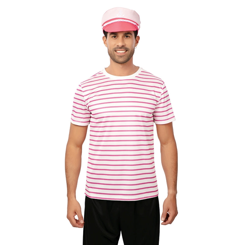 Camiseta de Rayas Rosa y Blanco para hombre