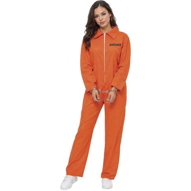 Orangefarbene Sträfling Kostüm für Damen