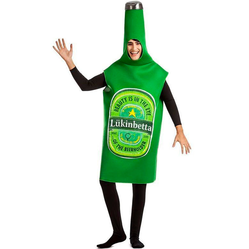 Disfraz de Botellín Cerveza verde adulto unisex
