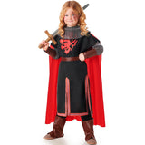 Disfraz de Caballero medieval negro con capa infantil Niña