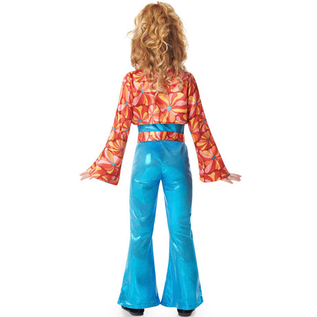 Disfraz de Disco azul años 70 para niña Espalda
