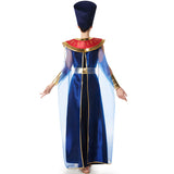 Disfraz de Egipcia terciopelo azul para mujer Espalda