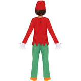 Disfraz de Elfo verde y rojo para niño espalda