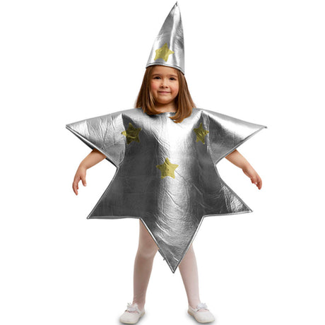 Disfraz de Estrella Plateada Metalizada de Navidad Infantil