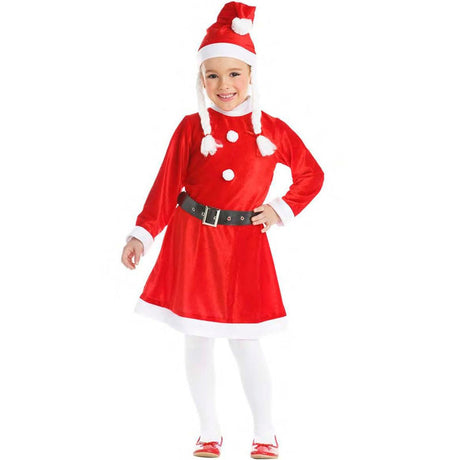 Disfraz de Mamá Noel con trenzas para bebé