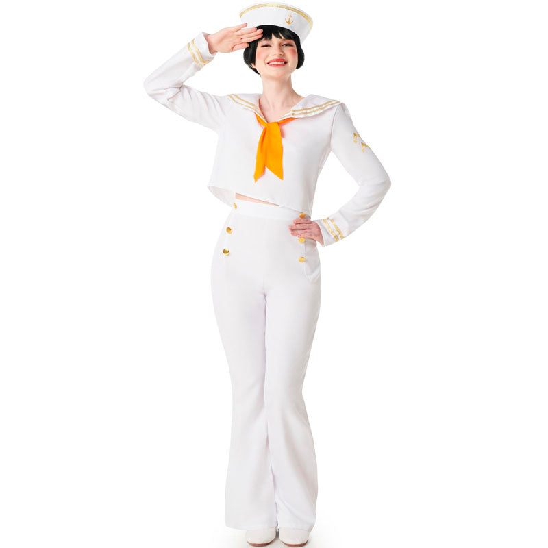 Disfraz de Marinera blanco y dorado para mujer